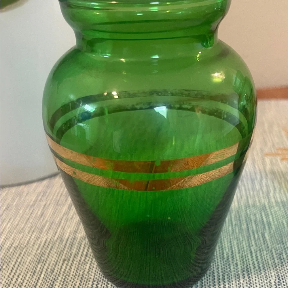 Pair of Vintage Forest Green Anchor Hocking Bud Vases